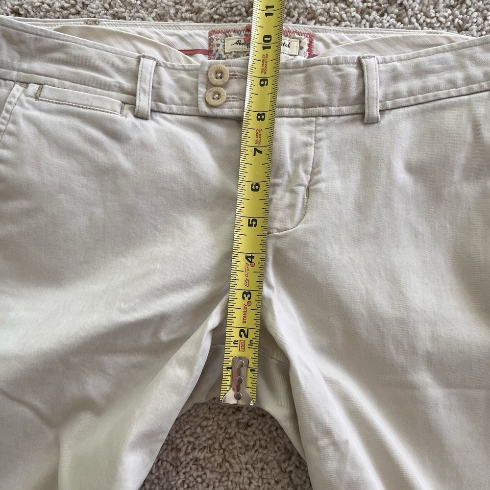 Vintage Y2K Abercrombie Fitch Low Rise Khaki Flare Pants 6 Long Tan Preppy - Picture 7 of 13